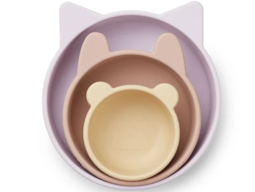 Liewood light lavender multi mix skåle Eddie silikone (3-pack)